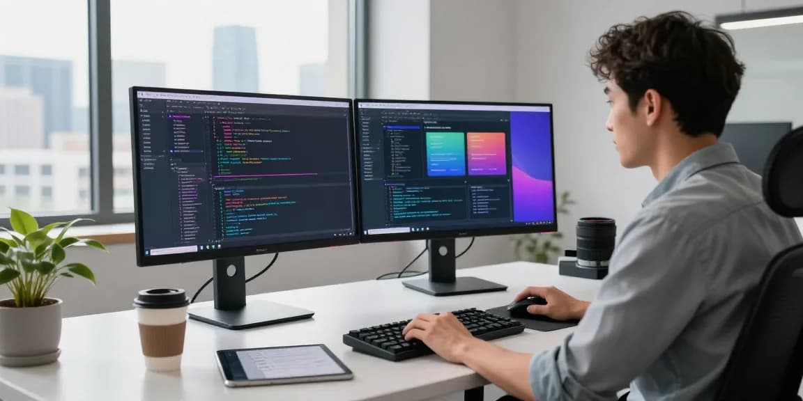 Dynamic coding scene with a programmer at the WPS Official Website workspace, showcasing modern tech atmosphere.