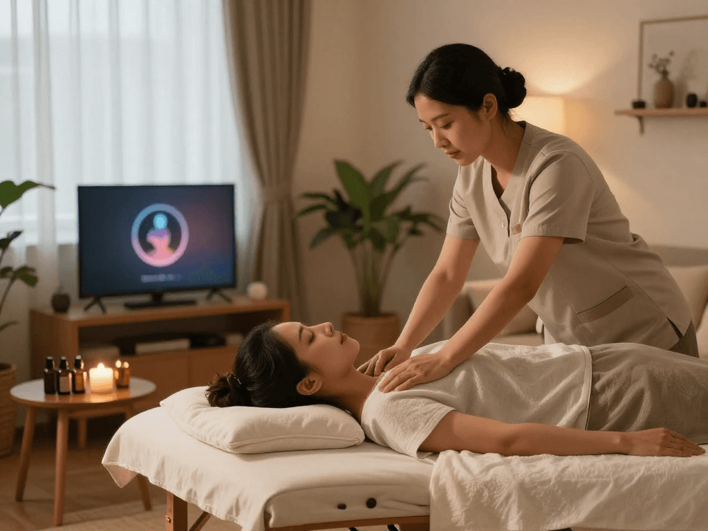 Experience 천호동출장안마 in a serene home atmosphere with professional massage services.