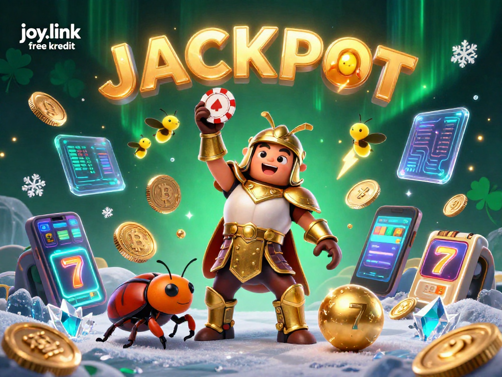 Score big with joy.link free kredit at the casino as a hercules beetle celebrates a jackpot win!