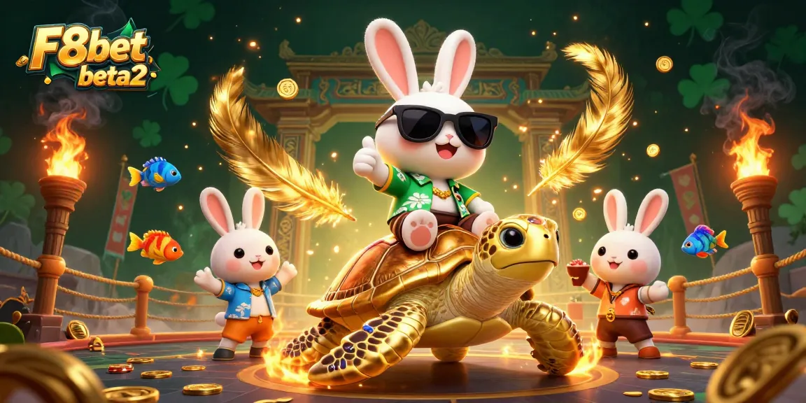Winning with F8bet beta2 in a vibrant 3D casino adventure featuring lucky characters.