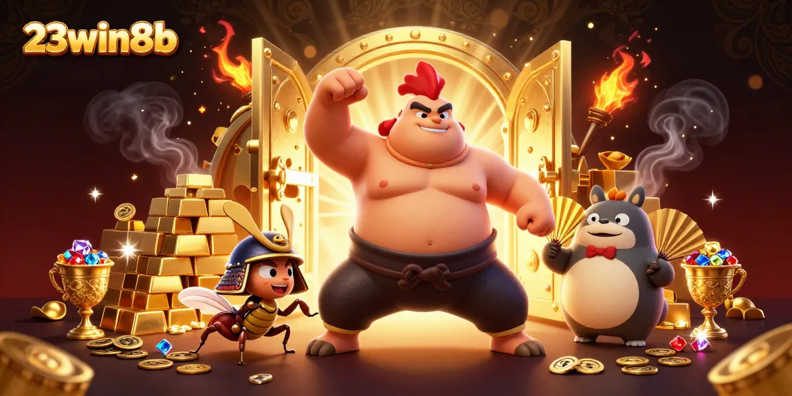 Engage with the exciting world of 23win8b as a powerful sumo wrestler and samurai cricket battle in a treasure-filled casino!