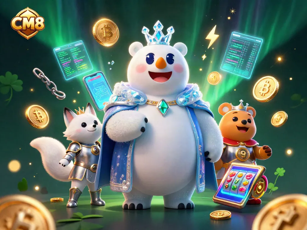 Experience the excitement of CM8 with vibrant online slot games and crypto elements.