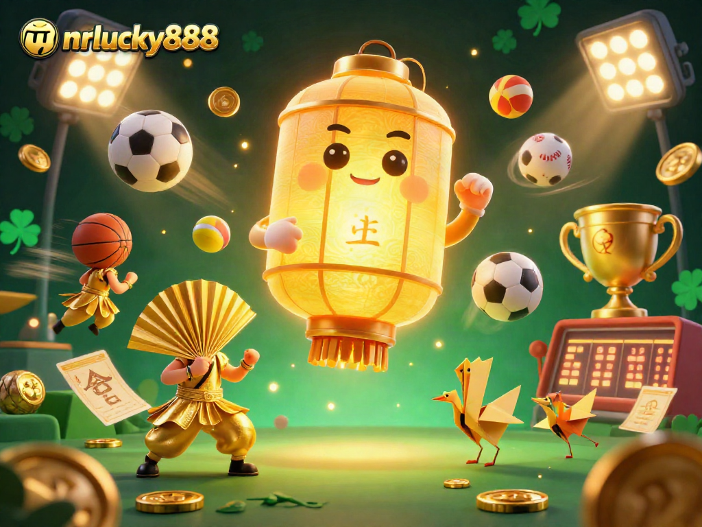 Engage with mrlucky888 at a vibrant casino night market showcasing a golden lantern spirit and dynamic game elements.