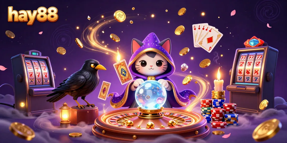 Experience the magic of hay88 with a 3D mystic scene showcasing fortune, luck, and casino excitement.