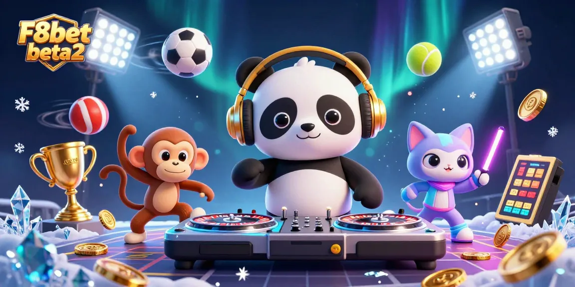 Experience the excitement of F8bet beta2 through a vibrant 3D casino scene with animated characters and dynamic gaming elements.