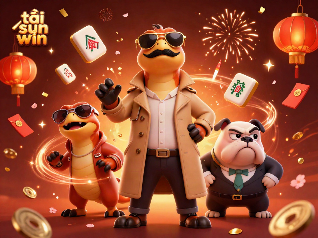 Engage with tải sun win at the vibrant VIP casino entrance, where three raptors in disguise encounter a suspicious bulldog bouncer.