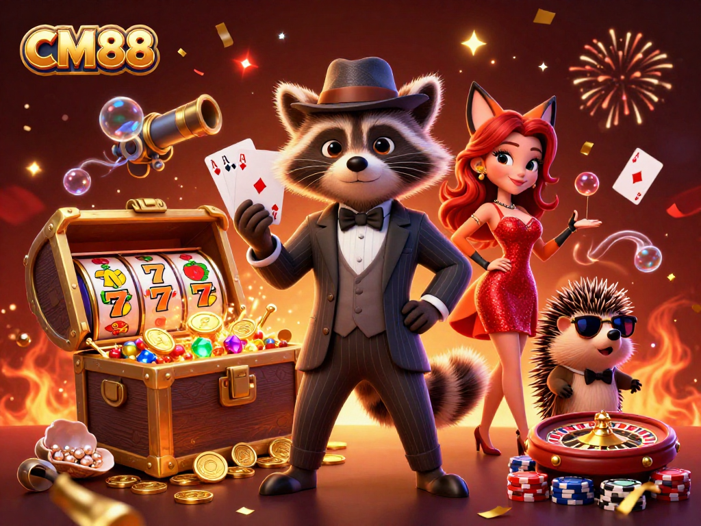 Experience thrilling casino gameplay with CM88's vibrant characters and exciting game elements.