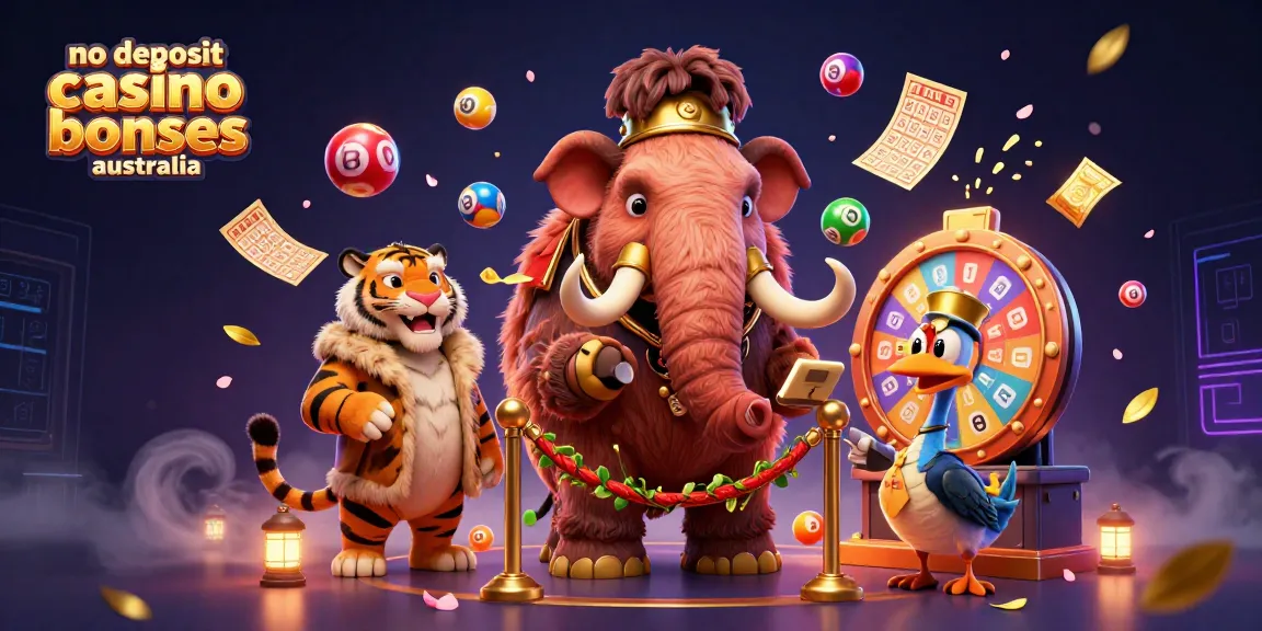 No deposit casino bonuses Australia scene featuring vibrant characters and dynamic gaming elements